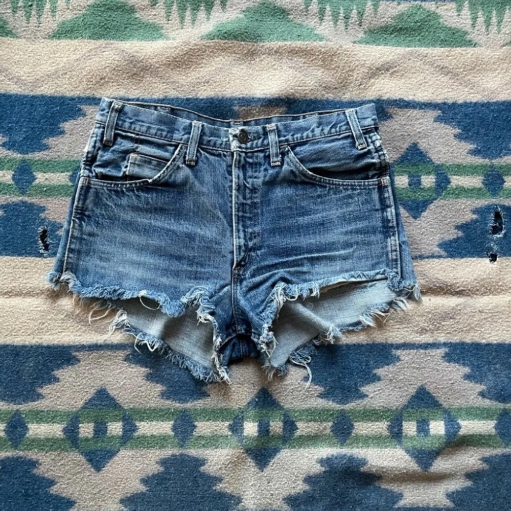 Vintage 1960/1970's Levis Orange Tab Big E Scoville Zipper Cut Off Denim Shorts